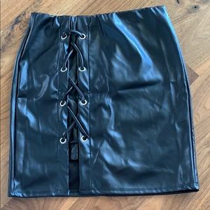 Black leather skirt